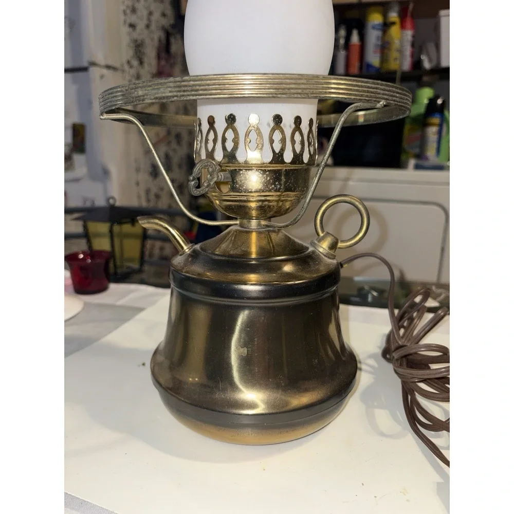 Vintage Brass Hurricane Electric Lamp 19